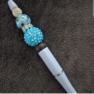 Designer Inspired Blue Beaded Pen